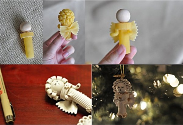 Оригинальные елочные игрушки из макарон