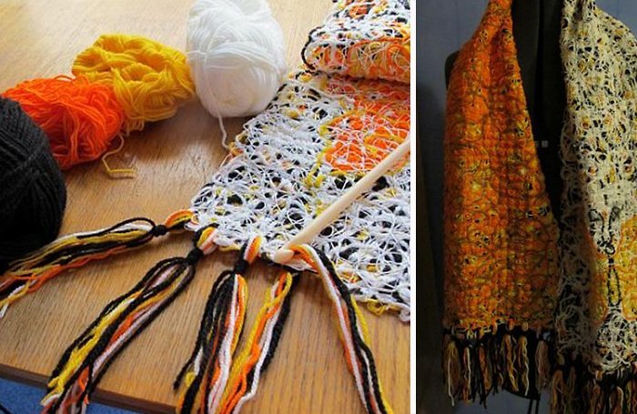 Делаем стильный шарф в технике крейзи вул (Crazy Wool)