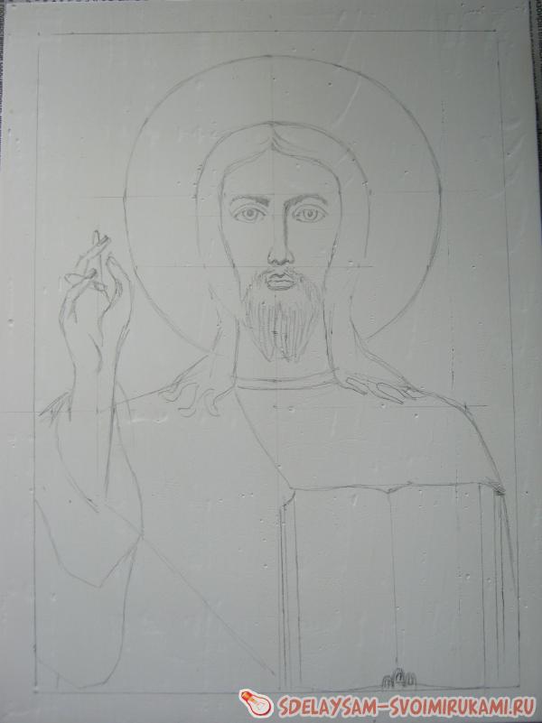 сделать рисунок Иисуса в карандаше