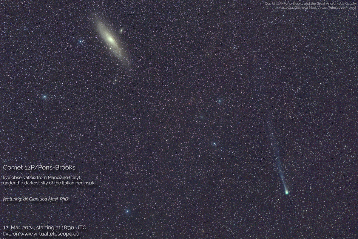 Комета Понс Брук Пассаж: трансляция 12 марта 2024 г.