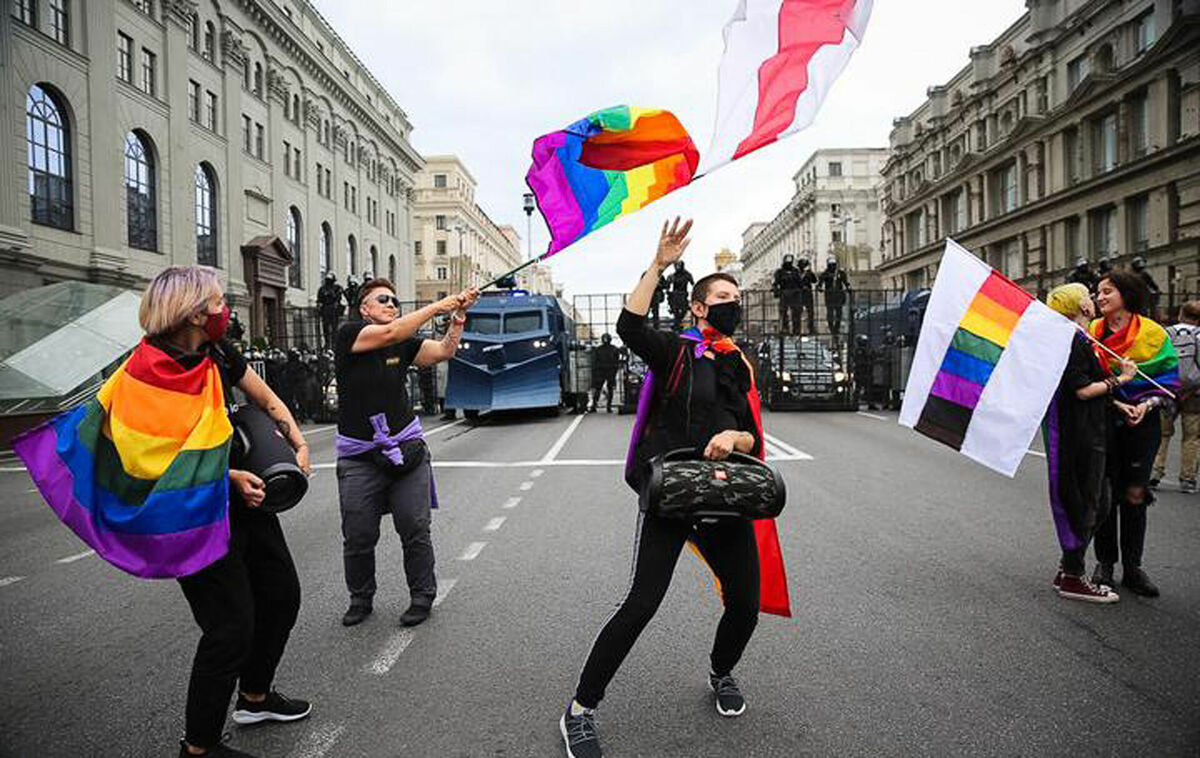 Акция защитников ЛГБТ-сообщества в Беларуси, 2020 год.  Фото: TUT.BY/AFP